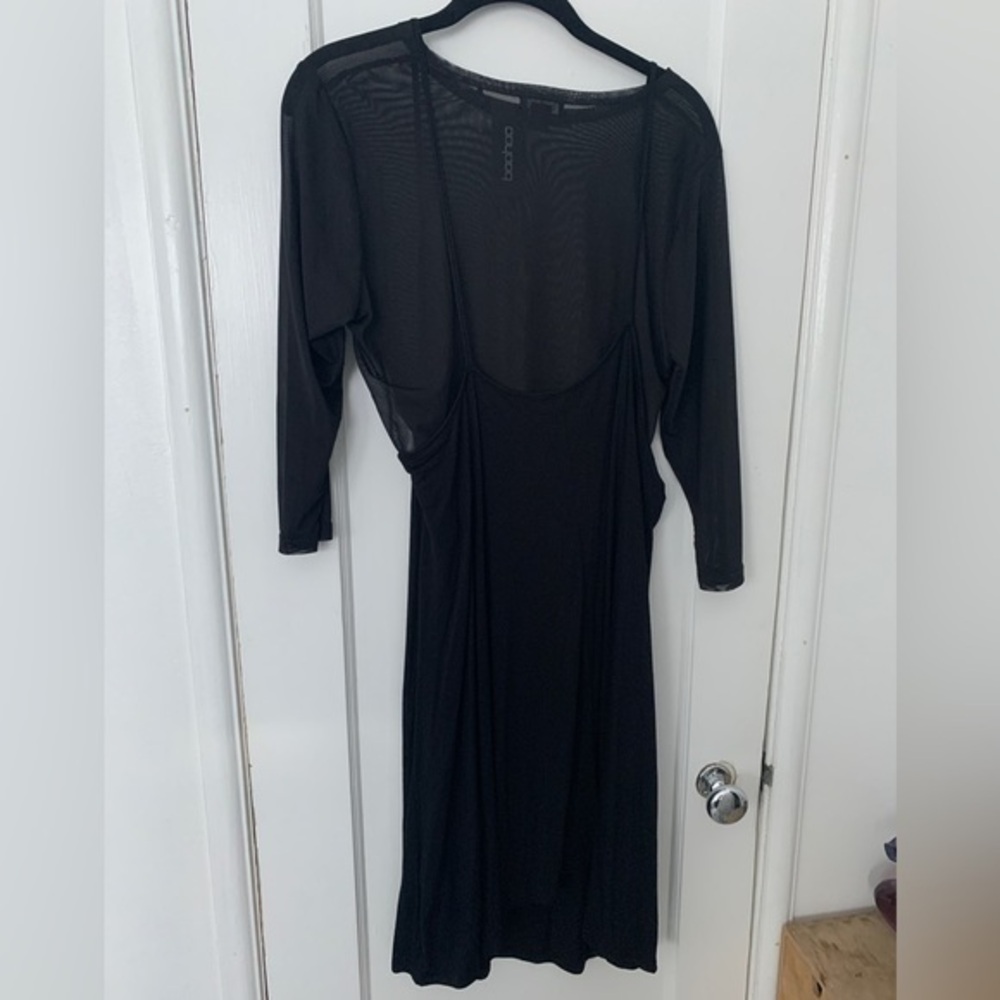 Boohoo plus mesh 2 in 1 cami dress black 14